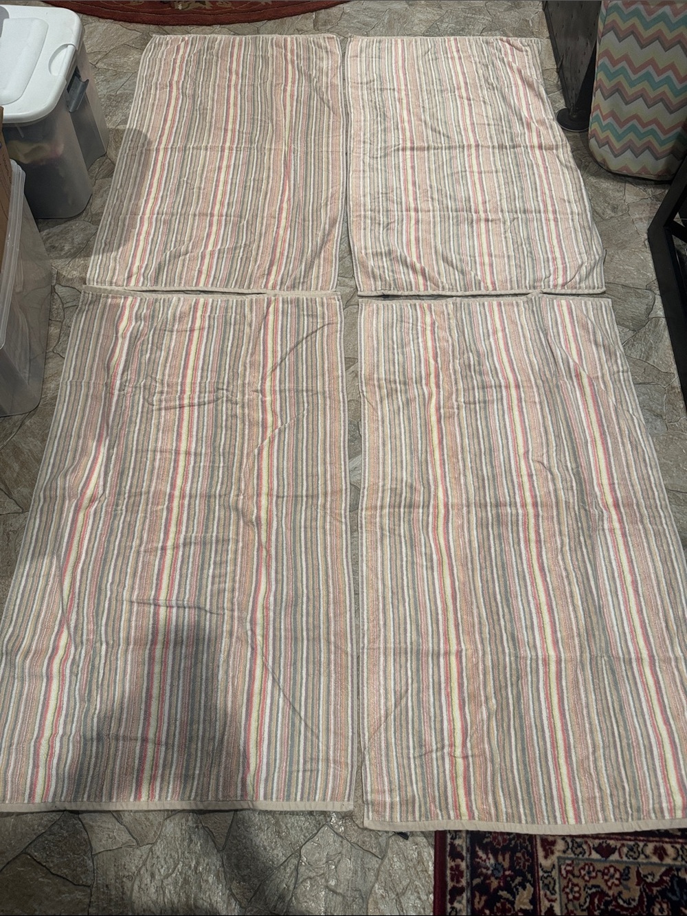 Apt 9 Striped Cotton Bath Towels Set of 4 in Neutral and Pink Accents